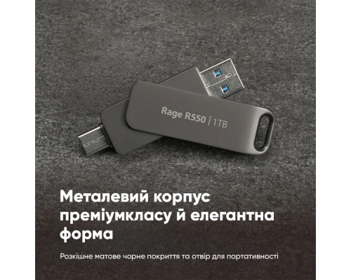 USB флеш накопичувач Patriot 128GB Rage R550 Matte Black USB 3.2/Type-C (PE128GR550DSAD)
