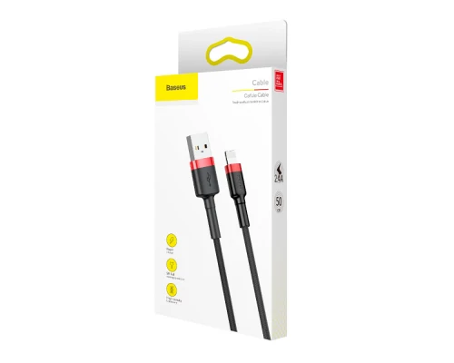 Кабель Baseus Cafule Cable USB For Lightning 2.4A 0.5m Red+Black (CALKLF-A19)