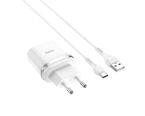 Мережевий зарядний пристрій з кабелем HOCO C12Q Smart QC3.0 charger set(Type-C) 18W White (6931474716309)