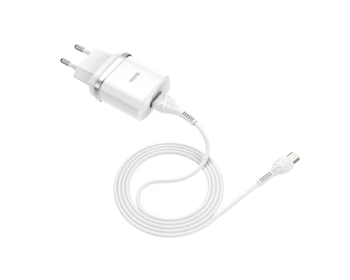 Мережевий зарядний пристрій з кабелем HOCO C12Q Smart QC3.0 charger set(Type-C) 18W White (6931474716309)