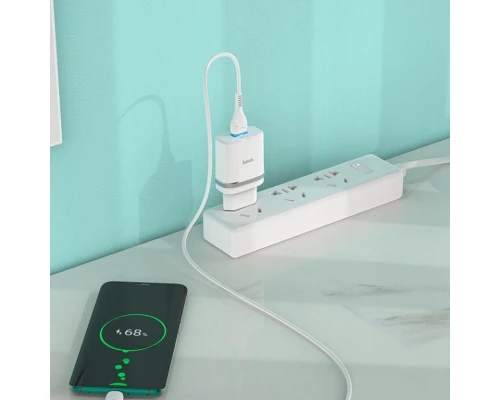 Мережевий зарядний пристрій з кабелем HOCO C12Q Smart QC3.0 charger set(Type-C) 18W White (6931474716309)
