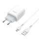 Мережевий зарядний пристрій з кабелем HOCO C73A Glorious dual port charger set(Micro) 12W White (6931474713063)