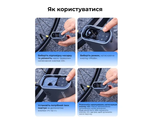 Автомобільний насос Baseus PrimeTrip Series Portable Bike Pump Cosmic Black (C11169000121-00)
