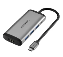 USB-хаб Vention Type-C to HDMI/USB3.0*3/PD Converter 0.15M Gray Metal Type (CNBHB) (CNBHB) 