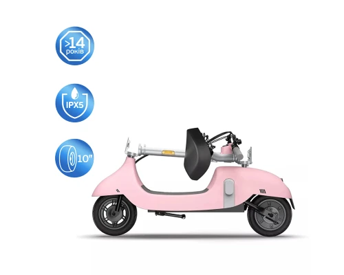 Електросамокат з сидінням OKAI Ceetle PRO EA10C Pink 10', 350(900)W, 25Km/h, 10.4Ah, 55Km, 20%, NFC, App.29kg (EA10C-P)