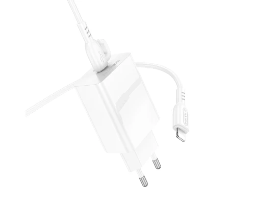 Мережевий зарядний пристрій з кабелем BOROFONE BA21A Pro Long journey single port PD20W charger set(C to iP) White (6941991111419)