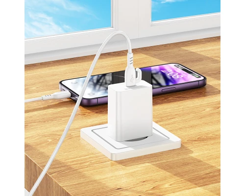 Мережевий зарядний пристрій з кабелем BOROFONE BA21A Pro Long journey single port PD20W charger set(C to iP) White (6941991111419)