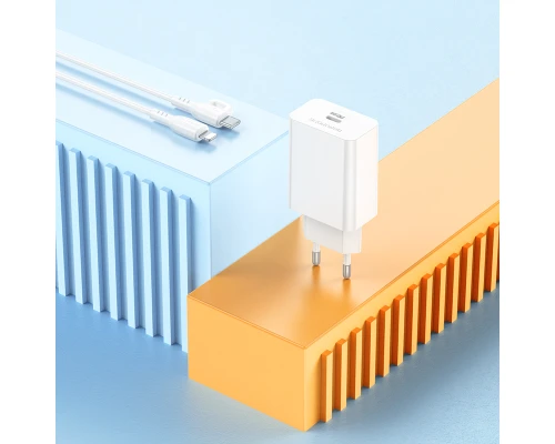 Мережевий зарядний пристрій з кабелем BOROFONE BA21A Pro Long journey single port PD20W charger set(C to iP) White (6941991111419)