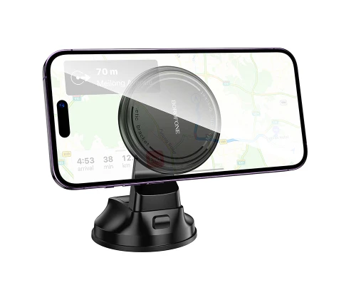 Автотримач для телефона BOROFONE BH136 Parker ring magnetic car holder(center console) Black (6941991121418)