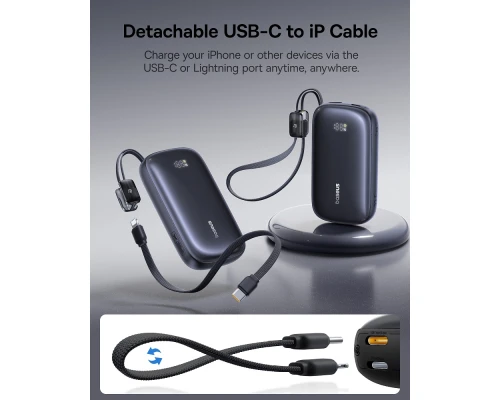 Зовнішній акумулятор Baseus EnerFill FC21 Qpow 3 Ultra Digital Display Power Bank with Detachable Cable 20000mAh 22.5W Cosmic Black (E0027M00)