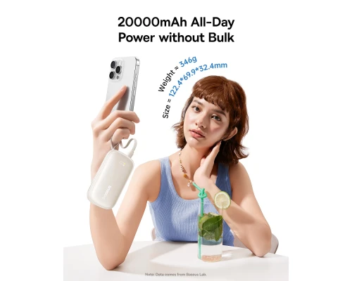 Зовнішній акумулятор Baseus EnerFill FC21 Qpow 3 Ultra Digital Display Power Bank with Detachable Cable 20000mAh 22.5W Cosmic Black (E0027M00)