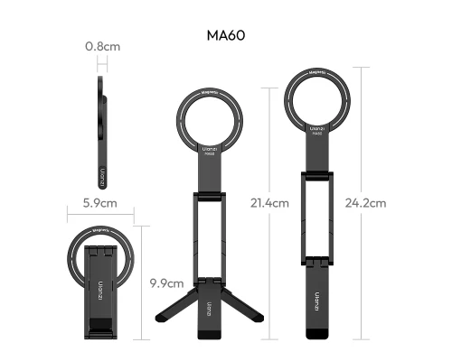 Тримач телефона Ulanzi MA60 Foldable Magnetic Phone Tripod (Red) (S038)