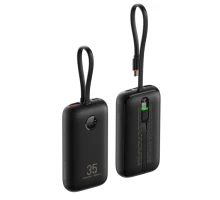Зовнішній акумулятор VEGER 10000 mAh with built-in cables Type C / Lightning PD QC3.0 35W K1 (W1188) black (VG-W1188)