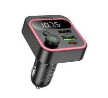 АЗП з FM-модулятором HOCO E85 Tiger PD20W+QC3.0 car BT FM transmitter Black (6942007634304)