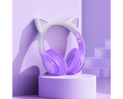 Бездротові накладні навушники HOCO W42 Cat ears BT headphones Purple Grape (6931474795854)