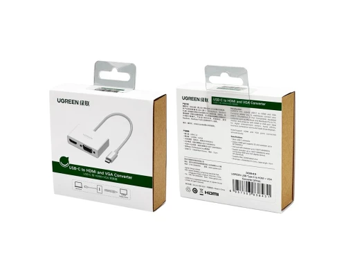 USB-хаб UGREEN USB Type C to HDMI + VGA Converter (White) (UGR-30843) 