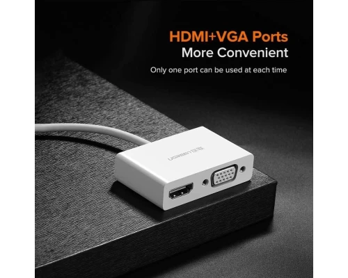 USB-хаб UGREEN USB Type C to HDMI + VGA Converter (White) (UGR-30843) 