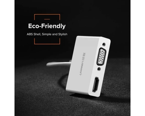 USB-хаб UGREEN USB Type C to HDMI + VGA Converter (White) (UGR-30843) 