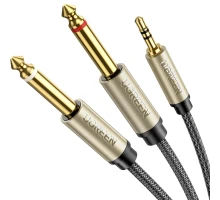 Аудіокабель UGREEN 3.5mm TRS to Dual 6.35mm TS Audio Cable 1m (Gray) (UGR-10613)