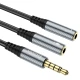 Аудіокабель HOCO UPA21 3.5mm male to 2*3.5mm female, nylon braid, 0.25m, Metal Gray (6931474766809)