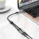 Аудіокабель HOCO UPA21 3.5mm male to 2*3.5mm female, nylon braid, 0.25m, Metal Gray (6931474766809)