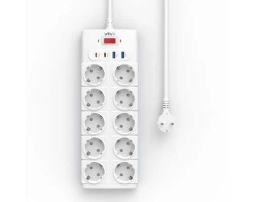 Мережевий подовжувач WIWU 14 in 1 20W GaN Power Strip 2C+2A+10AC Wi-S008 EU (2 m) White (6977703656268)