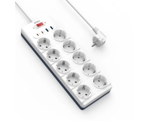 Мережевий подовжувач WIWU 14 in 1 20W GaN Power Strip 2C+2A+10AC Wi-S008 EU (2 m) White (6977703656268)