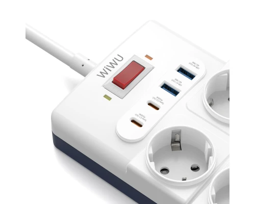 Мережевий подовжувач WIWU 14 in 1 20W GaN Power Strip 2C+2A+10AC Wi-S008 EU (2 m) White (6977703656268)