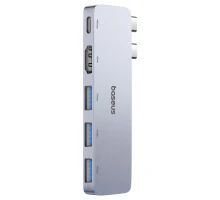 USB-хаб Baseus UltraJoy Series 5-Port HUB Space Grey (USB-C*2 to USB-C 40Gbps*1+HDMI 4K@30Hz*1+USB3.0*3） (B00052801811-04) 