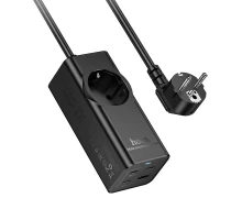 Мережевий подовжувач HOCO NS9 Wisdom 1-position (PD67W/3C1A) desktop socket (EU/GER) (2 m) Black (6942007638494)