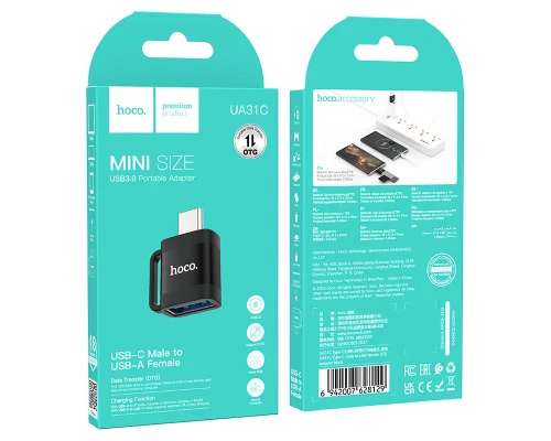 Адаптер HOCO UA31C Type-C male to USB female OTG adapter Black (6942007628129)