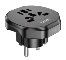 Мережевий адаптер HOCO AC6 Unimpeded universal conversion plug Black (6931474791511)