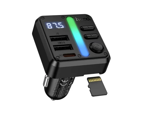 АЗП з FM-модулятором HOCO E89 Libre 45W(1A1C) car BT FM transmitter Black (6942007673808)